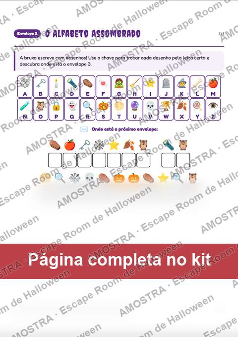 Amostra de página do kit: O Alfabeto Assombrado